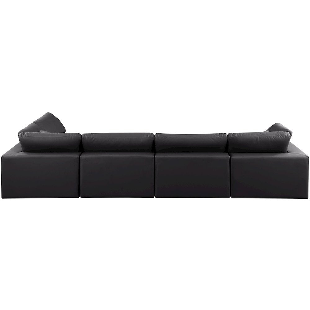 Comfy Black Vegan Leather Modular Sectional