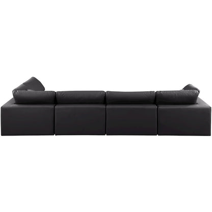 Comfy Black Vegan Leather Modular Sectional