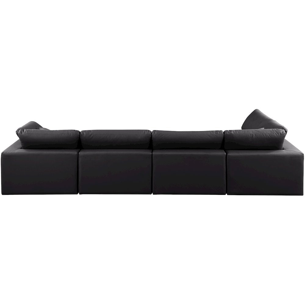 Comfy Black Vegan Leather Modular Sectional