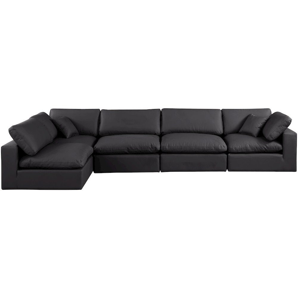 Comfy Black Vegan Leather Modular Sectional