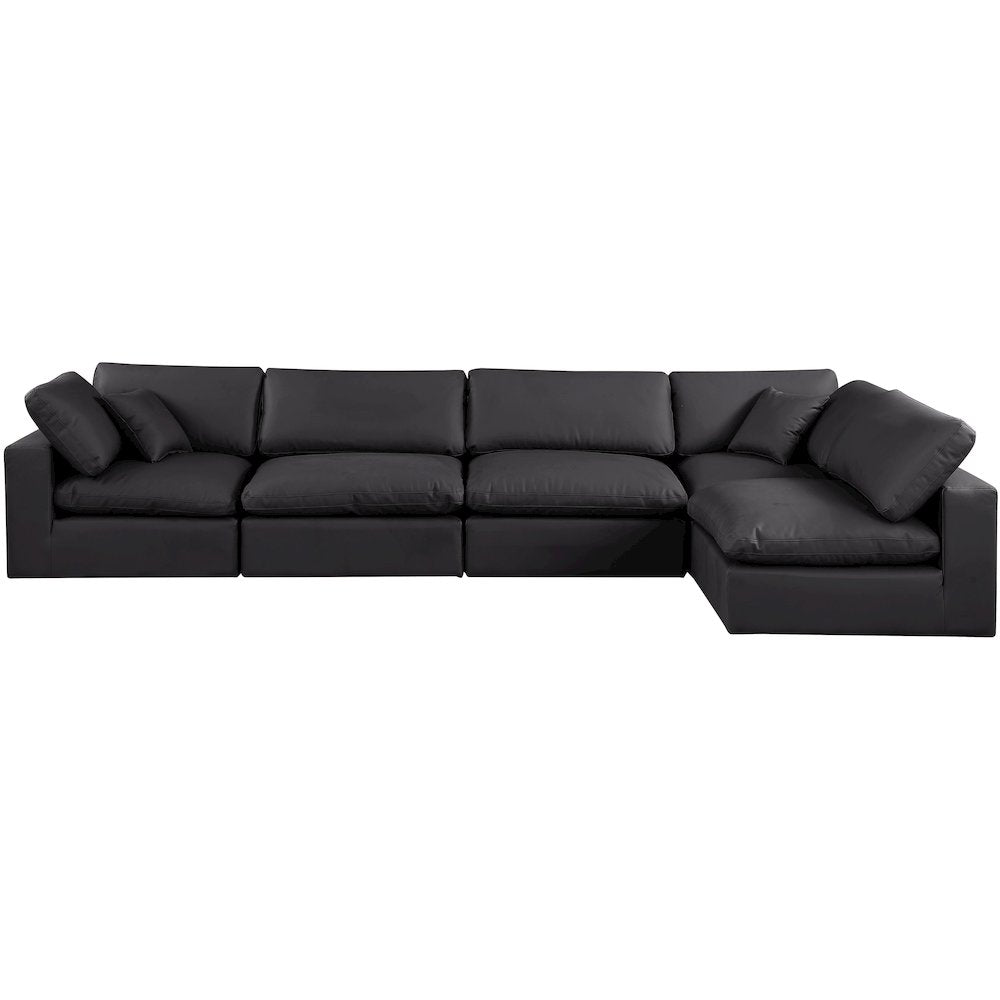 Comfy Black Vegan Leather Modular Sectional