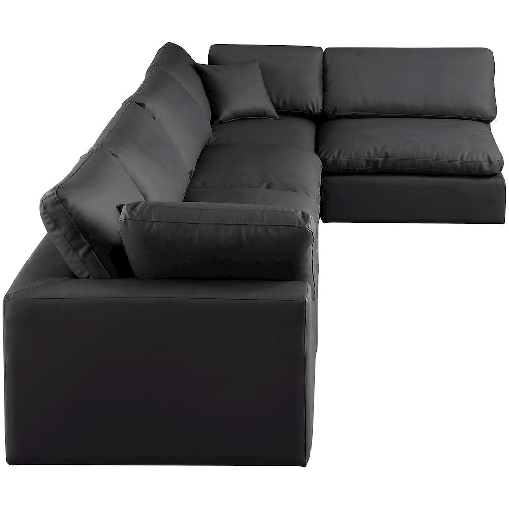 Comfy Black Vegan Leather Modular Sectional