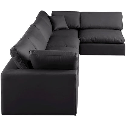 Comfy Black Vegan Leather Modular Sectional