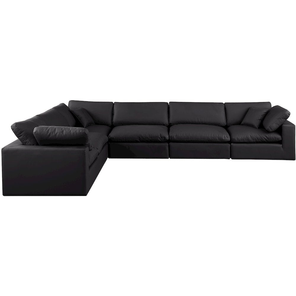 Comfy Black Vegan Leather Modular Sectional