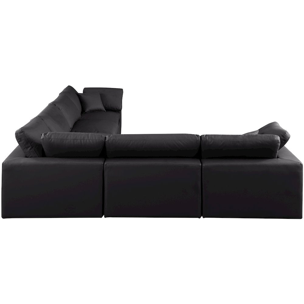 Comfy Black Vegan Leather Modular Sectional