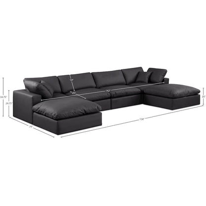 Comfy Black Vegan Leather Modular Sectional