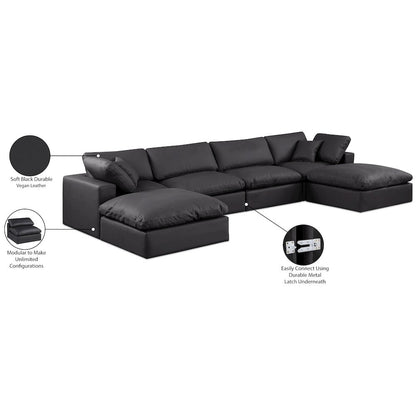 Comfy Black Vegan Leather Modular Sectional