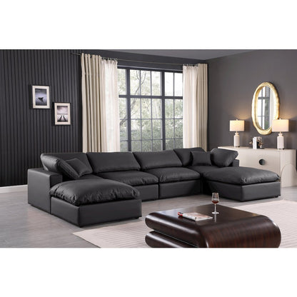 Comfy Black Vegan Leather Modular Sectional