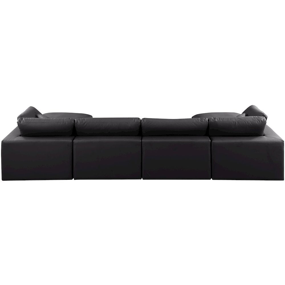 Comfy Black Vegan Leather Modular Sectional