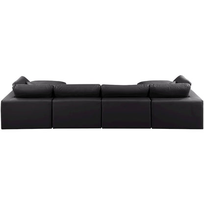 Comfy Black Vegan Leather Modular Sectional