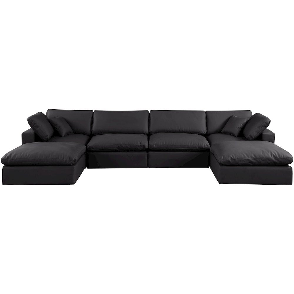 Comfy Black Vegan Leather Modular Sectional