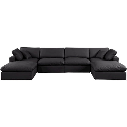 Comfy Black Vegan Leather Modular Sectional