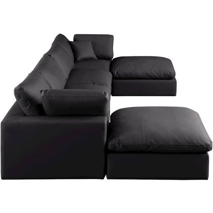 Comfy Black Vegan Leather Modular Sectional