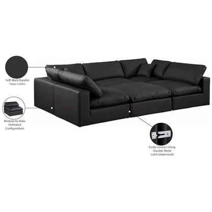Comfy Black Vegan Leather Modular Sectional