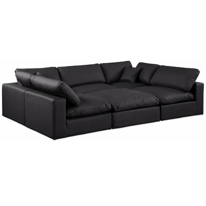 Comfy Black Vegan Leather Modular Sectional