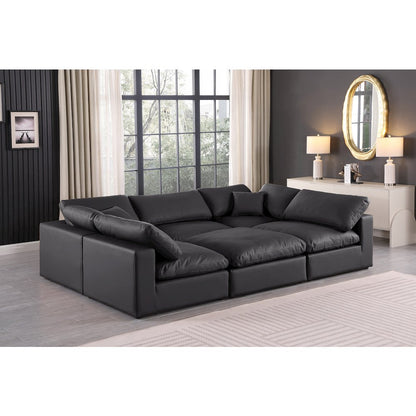 Comfy Black Vegan Leather Modular Sectional