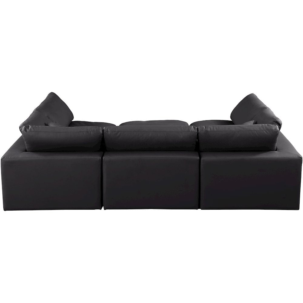 Comfy Black Vegan Leather Modular Sectional
