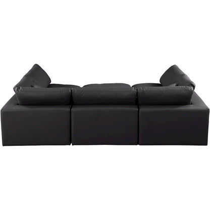 Comfy Black Vegan Leather Modular Sectional