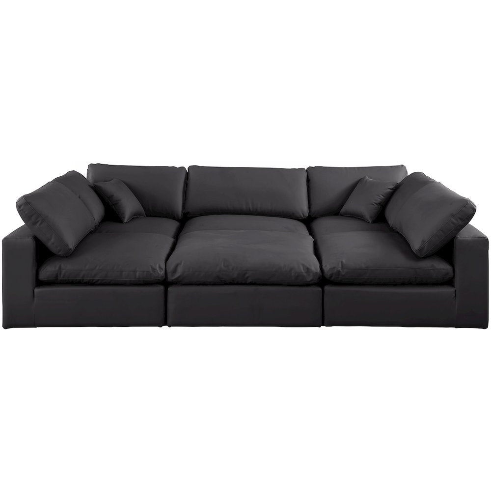 Comfy Black Vegan Leather Modular Sectional
