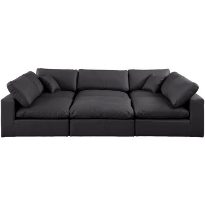 Comfy Black Vegan Leather Modular Sectional