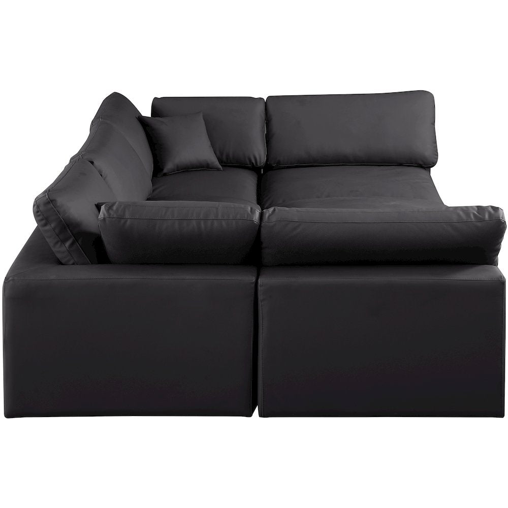 Comfy Black Vegan Leather Modular Sectional