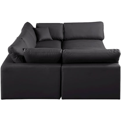 Comfy Black Vegan Leather Modular Sectional