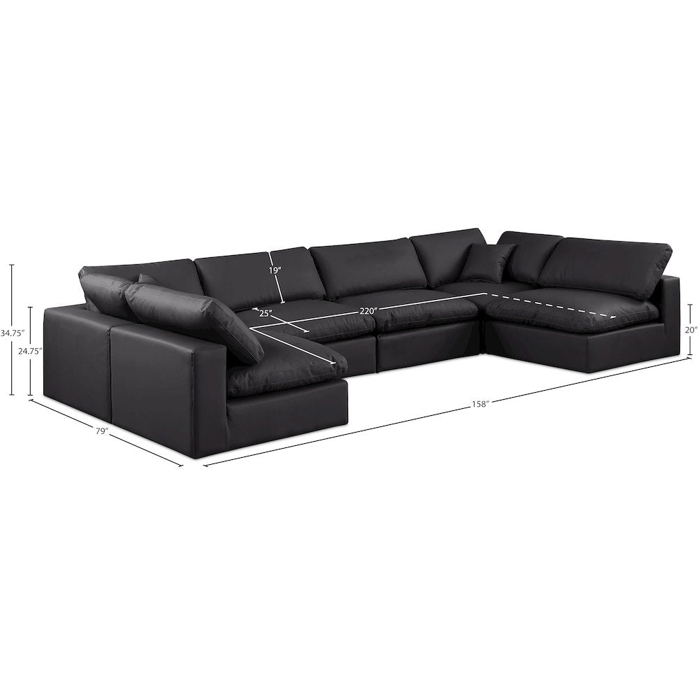 Comfy Black Vegan Leather Modular Sectional