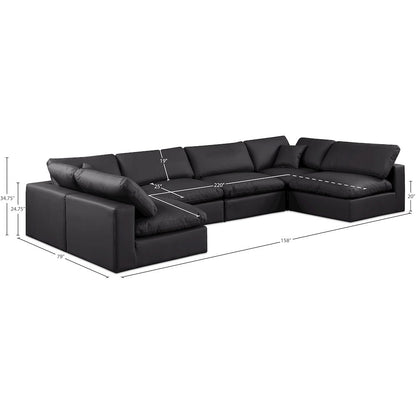 Comfy Black Vegan Leather Modular Sectional