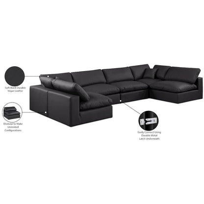 Comfy Black Vegan Leather Modular Sectional