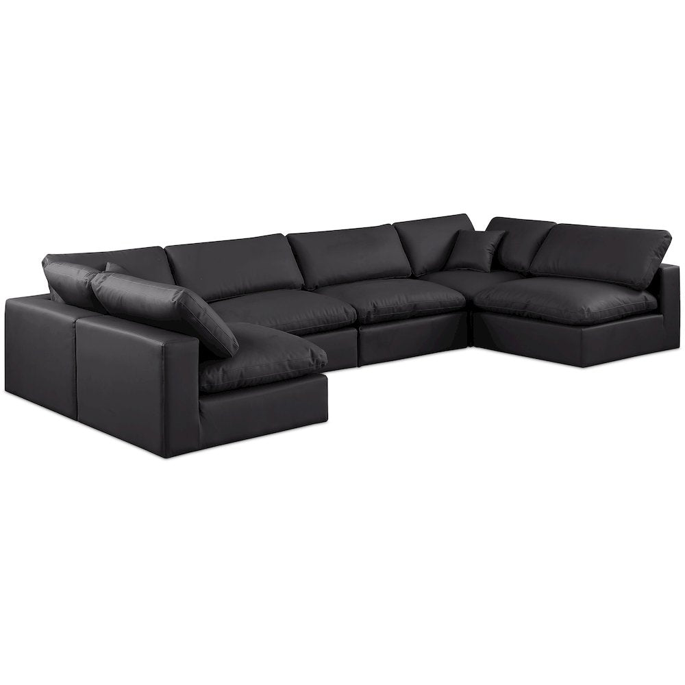 Comfy Black Vegan Leather Modular Sectional