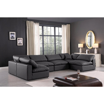 Comfy Black Vegan Leather Modular Sectional