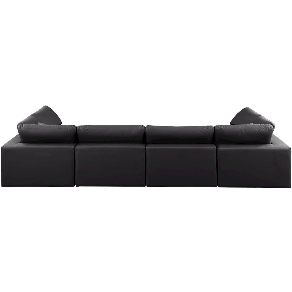 Comfy Black Vegan Leather Modular Sectional