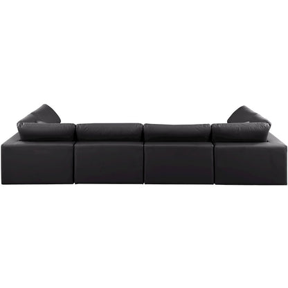 Comfy Black Vegan Leather Modular Sectional