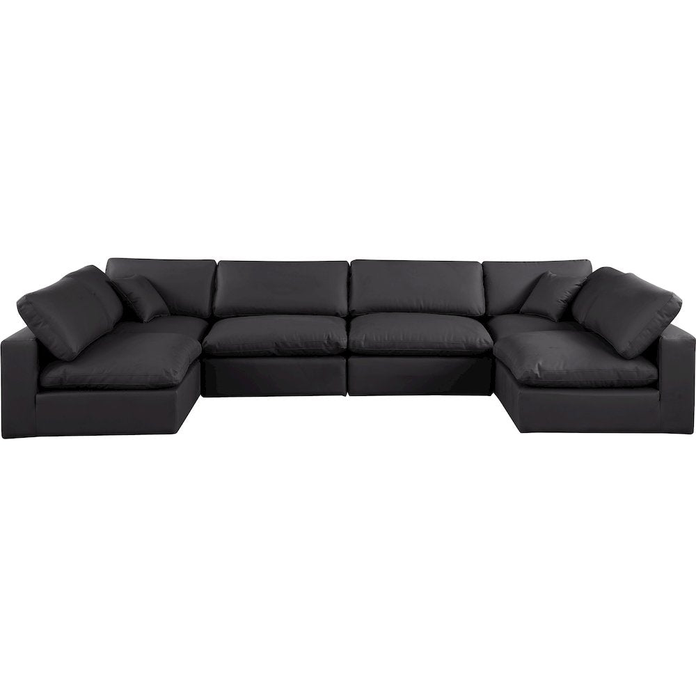 Comfy Black Vegan Leather Modular Sectional