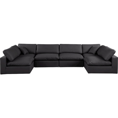 Comfy Black Vegan Leather Modular Sectional