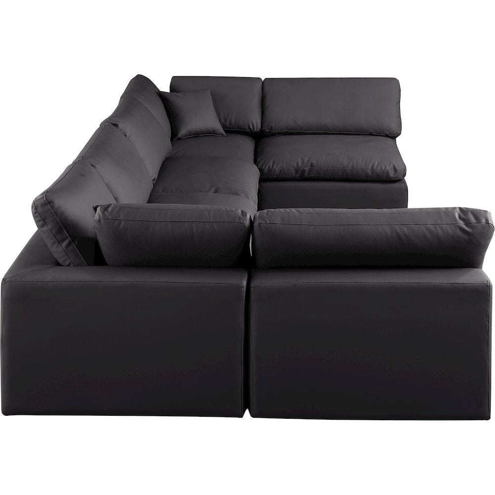 Comfy Black Vegan Leather Modular Sectional