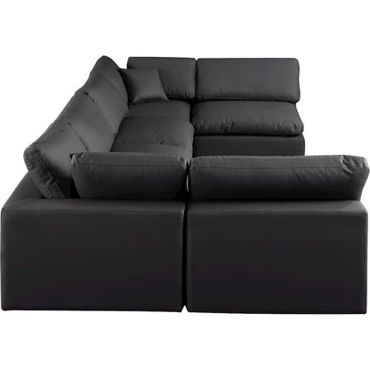 Comfy Black Vegan Leather Modular Sectional