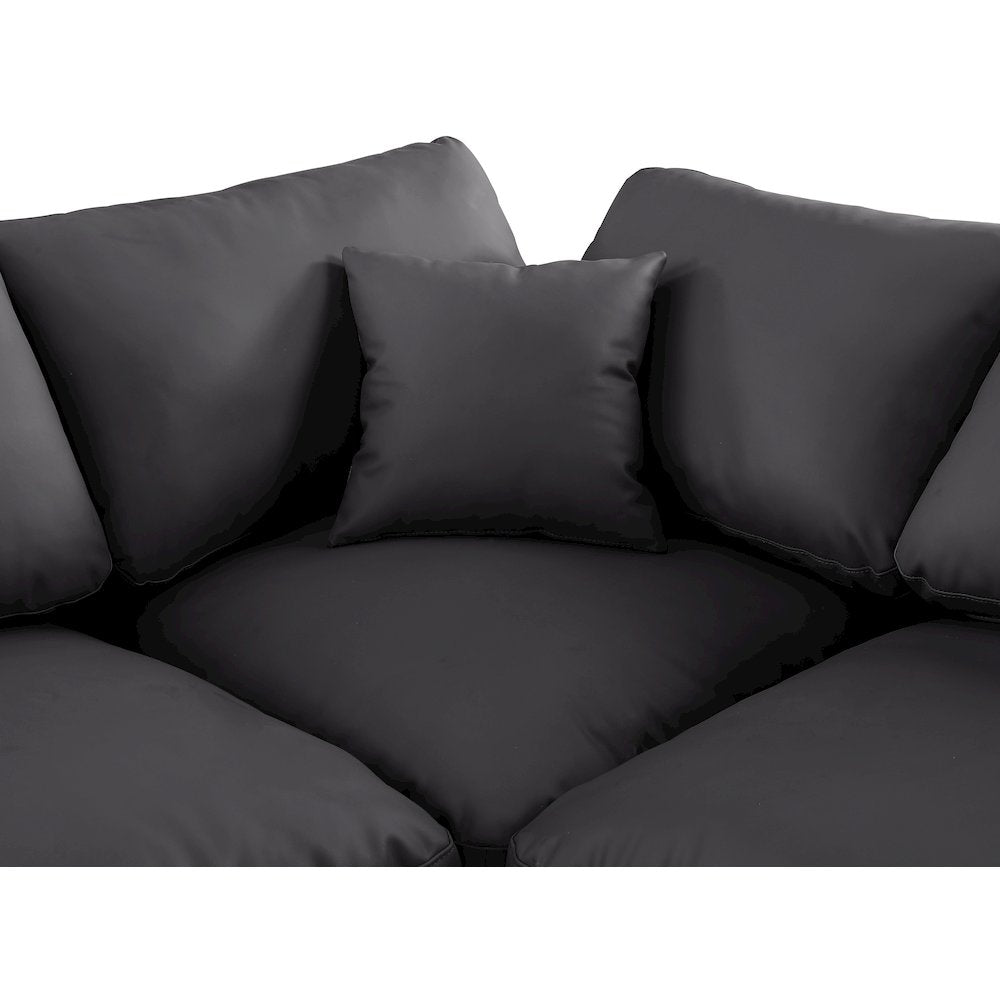 Comfy Black Vegan Leather Modular Sectional