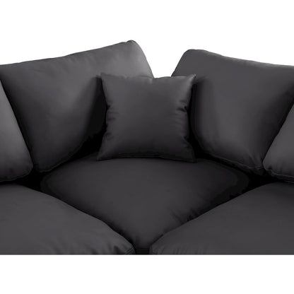 Comfy Black Vegan Leather Modular Sectional