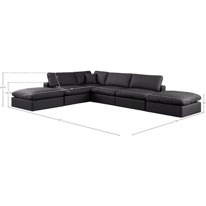 Comfy Black Vegan Leather Modular Sectional