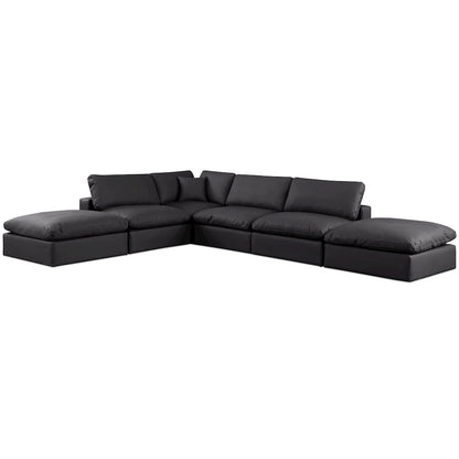 Comfy Black Vegan Leather Modular Sectional