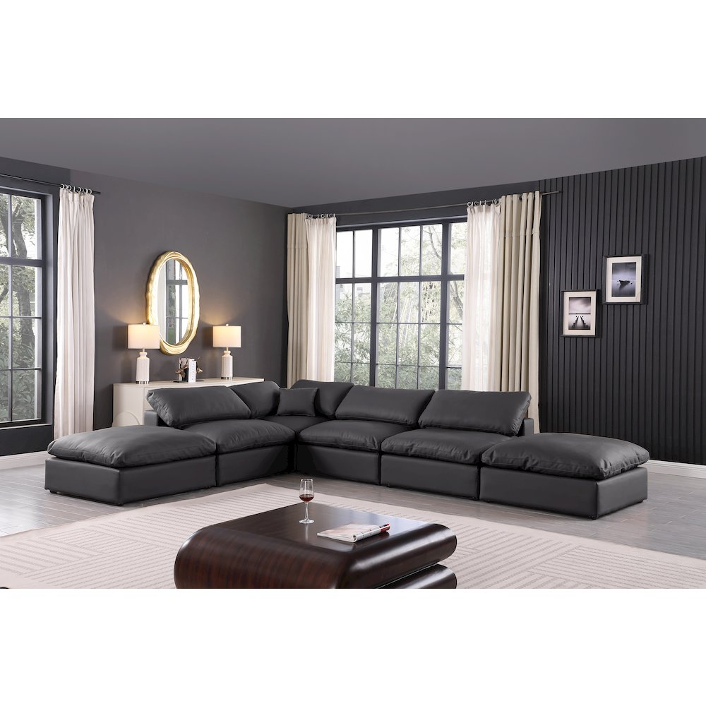 Comfy Black Vegan Leather Modular Sectional