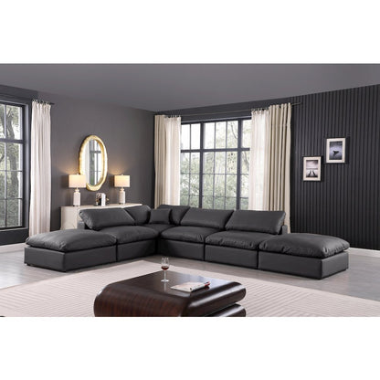Comfy Black Vegan Leather Modular Sectional