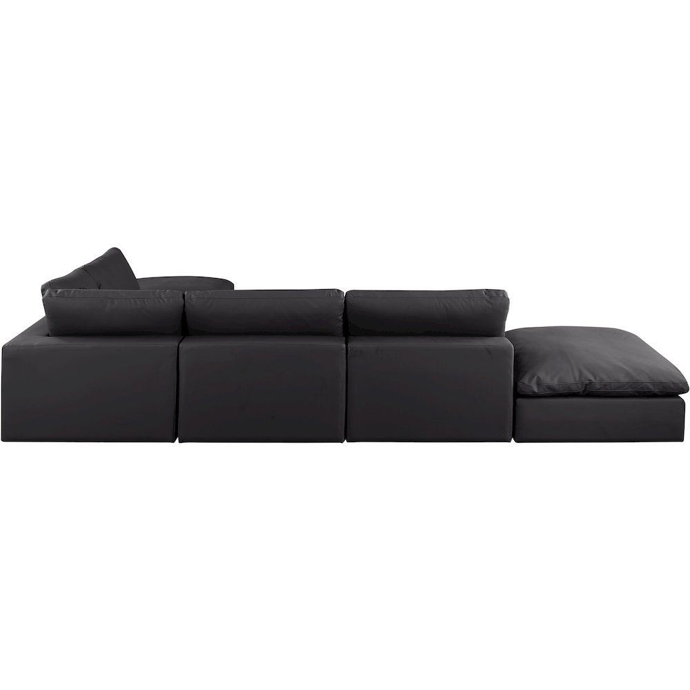 Comfy Black Vegan Leather Modular Sectional