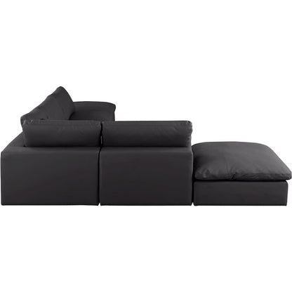 Comfy Black Vegan Leather Modular Sectional