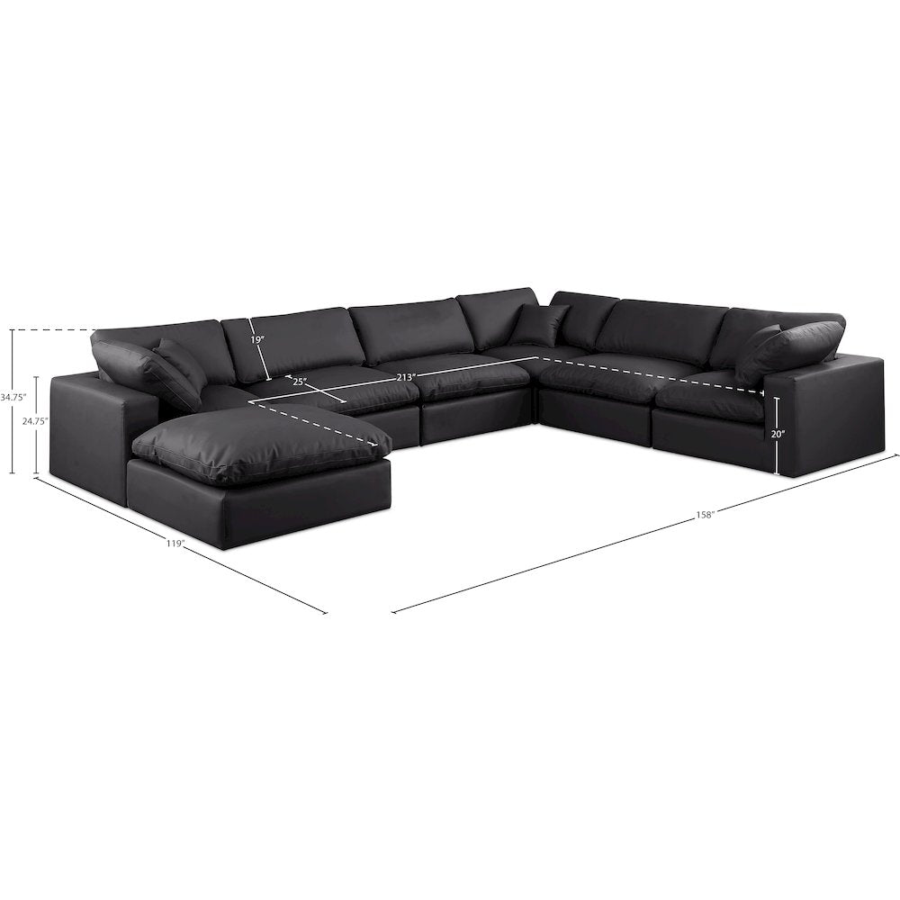 Comfy Black Vegan Leather Modular Sectional