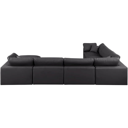Comfy Black Vegan Leather Modular Sectional