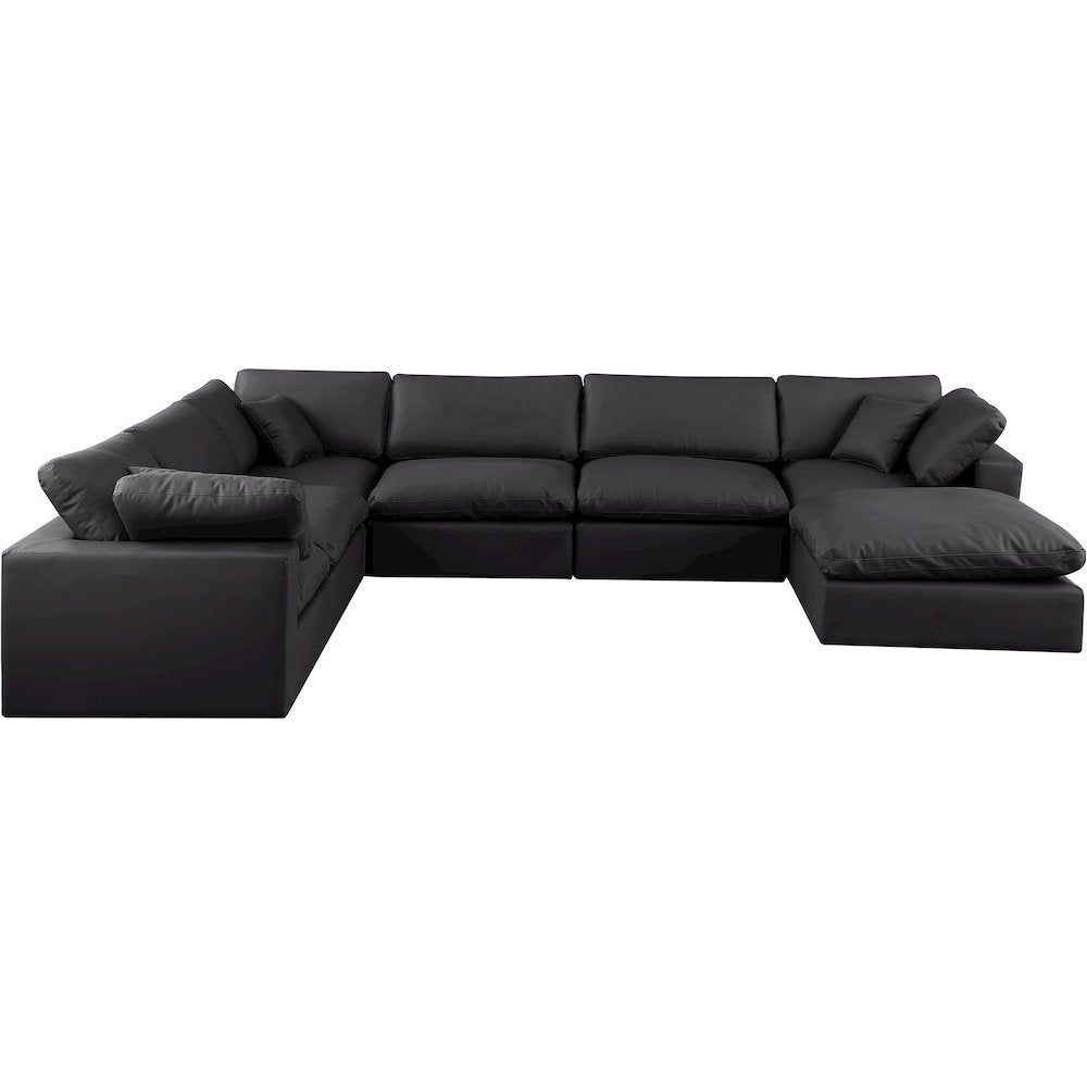 Comfy Black Vegan Leather Modular Sectional