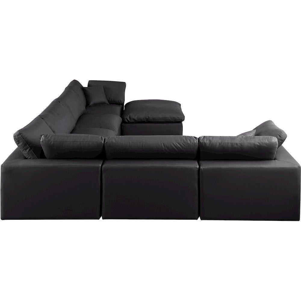 Comfy Black Vegan Leather Modular Sectional