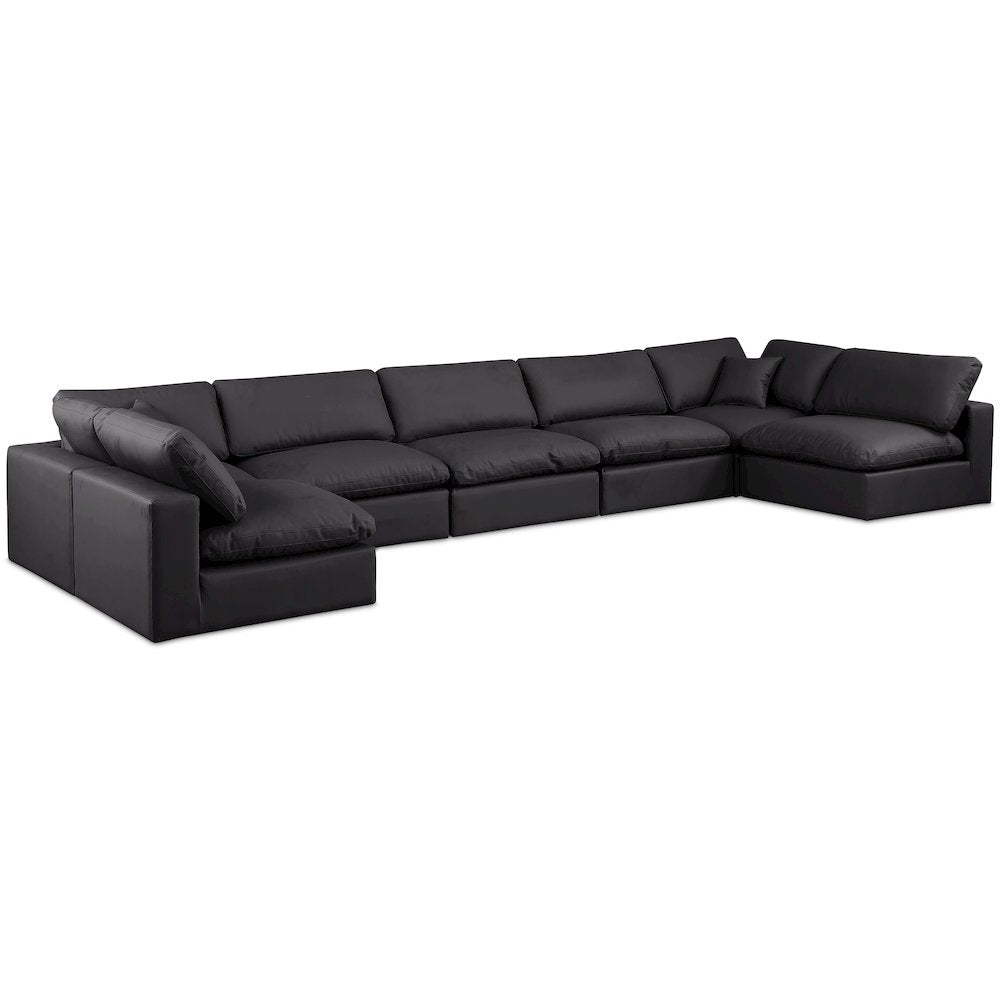 Comfy Black Vegan Leather Modular Sectional